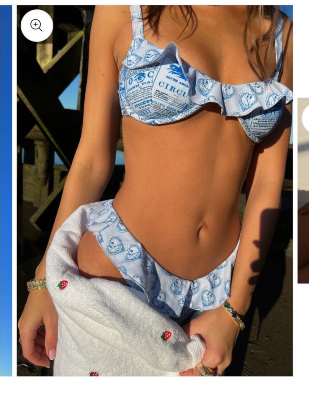 Strawberry Milk Mob Blue & White Ruffle Bikini Set - SIZE L & XL